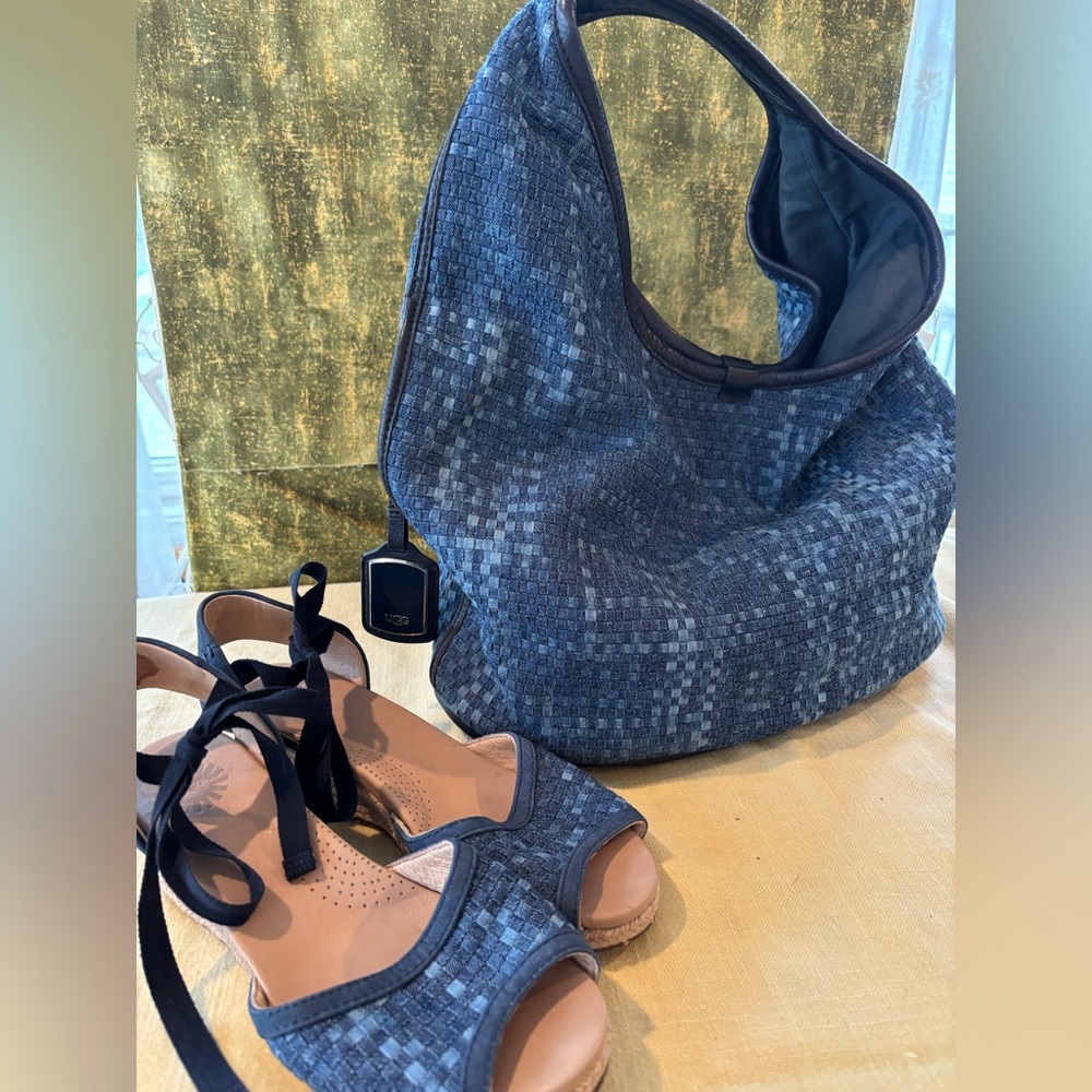 UGG Trina Denim Sandals & Matching UGG Hobo Bag size 8.5